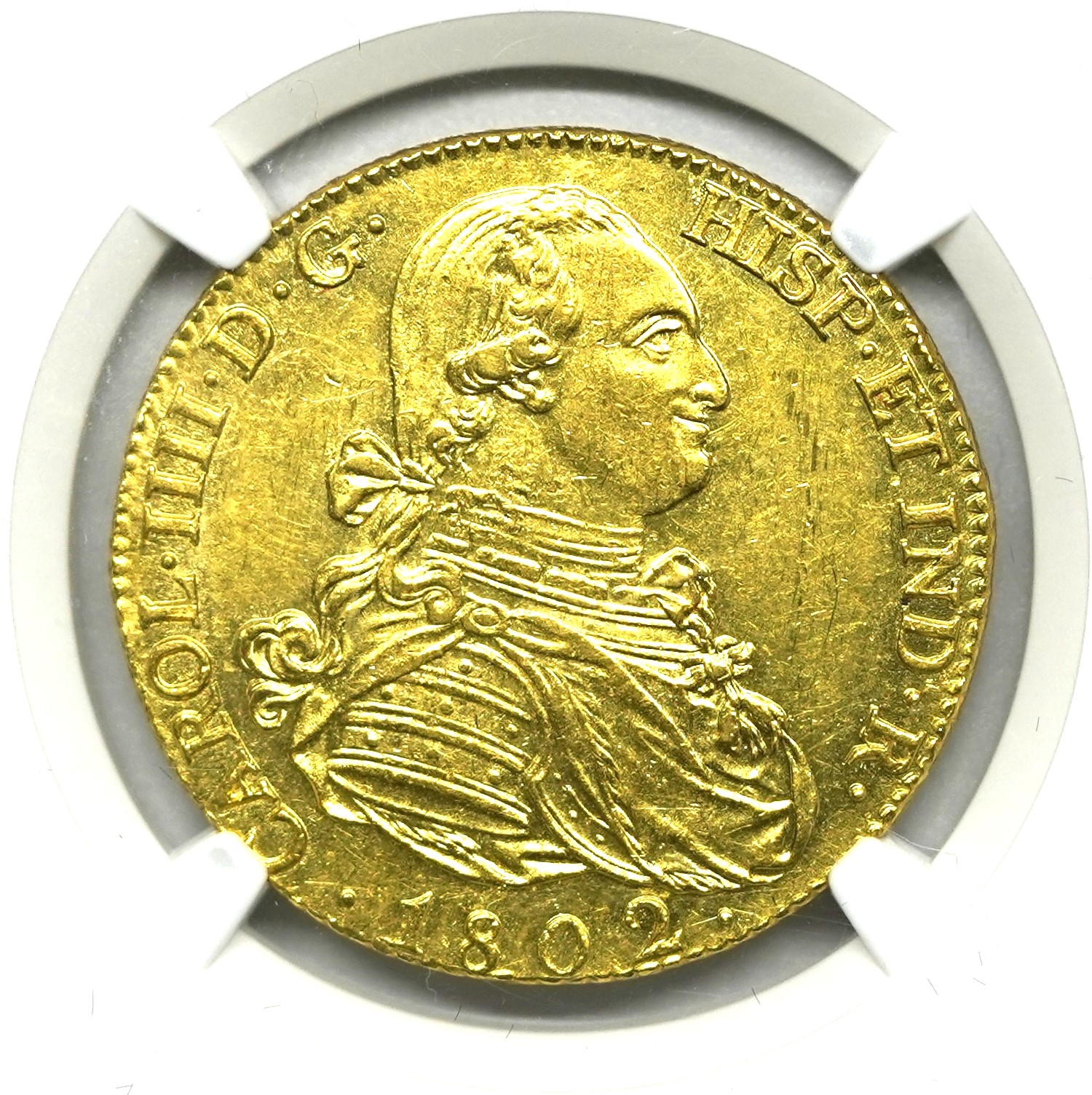 【Sold】1802年 スペイン カルロス4世 8エスクード金貨 MS61 NGC | ソブリンパートナーズ